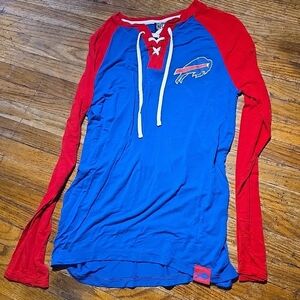 Red and Blue Long Sleeve Sports Shirt Buffalo Bills Womens Small